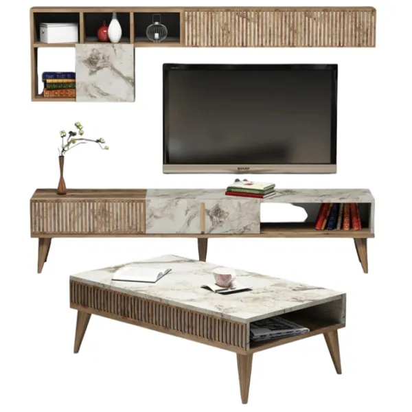 Комплекты ТВ-зона Trendy Milano 40 см x 20 см x 180 см / Marmura White photo 1