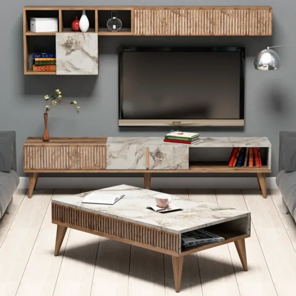 Комплекты ТВ-зона Trendy Milano 40 см x 20 см x 180 см / Marmura White photo 2