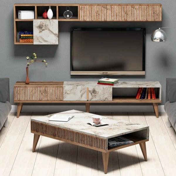 Комплекты ТВ-зона Trendy Milano 40 см x 20 см x 180 см / Marmura White photo 2
