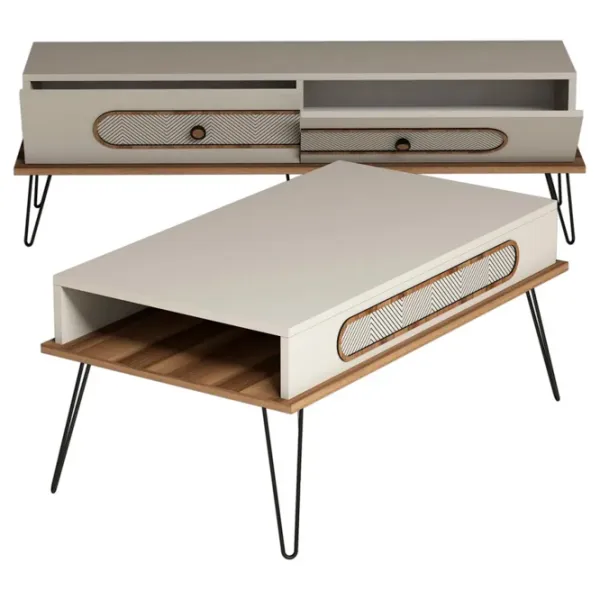 Комплекты ТВ-зона Trendy Ekol 45 см x 37 см x 145 см / Кремовый photo 1
