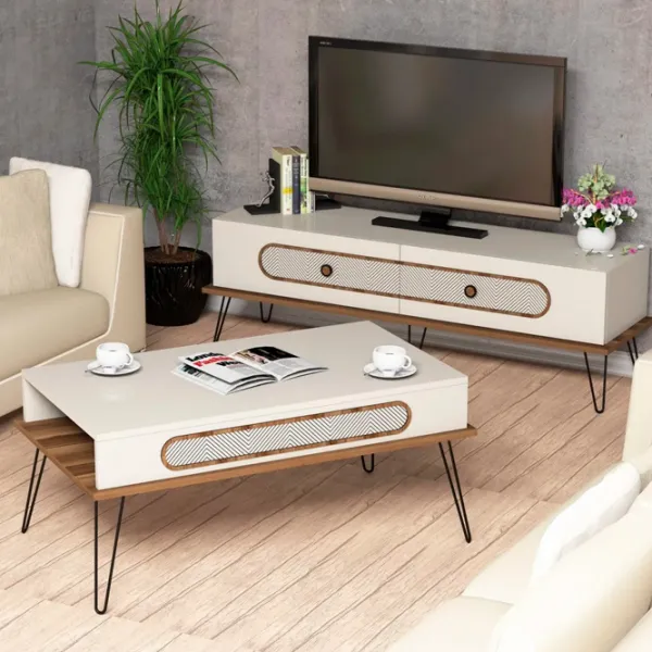 Комплекты ТВ-зона Trendy Ekol 45 см x 37 см x 145 см / Кремовый photo 2