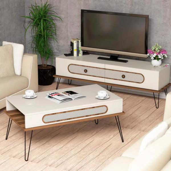 Комплекты ТВ-зона Trendy Ekol 45 см x 37 см x 145 см / Кремовый photo 2