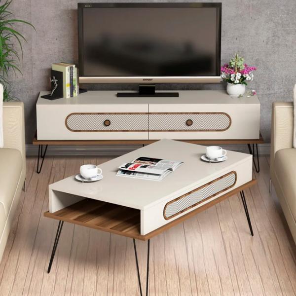 Комплекты ТВ-зона Trendy Ekol 45 см x 37 см x 145 см / Кремовый photo 3