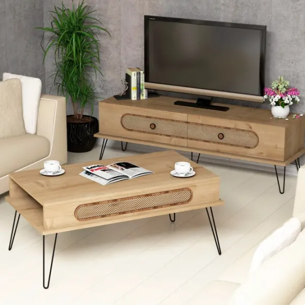 Комплекты ТВ-зона Trendy Ekol 45 см x 37 см x 145 см / Дуб Сонома photo 2