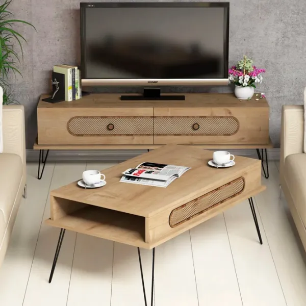Комплекты ТВ-зона Trendy Ekol 45 см x 37 см x 145 см / Дуб Сонома photo 3