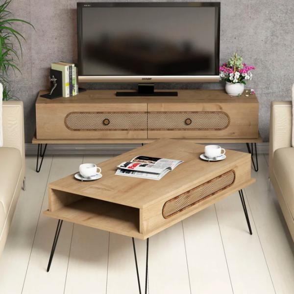 Комплекты ТВ-зона Trendy Ekol 45 см x 37 см x 145 см / Дуб Сонома photo 3