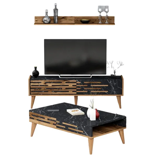 Комплекты ТВ-зона Trendy Valensiya 140 35 см x 45 см x 140 см / Marmura Black photo 1
