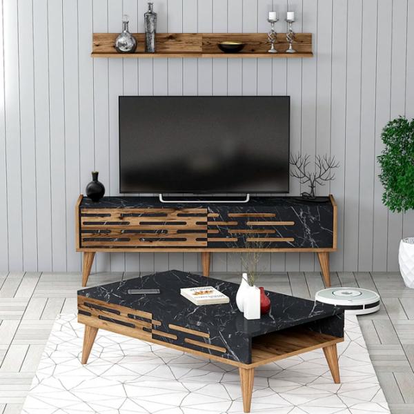 Комплекты ТВ-зона Trendy Valensiya 140 35 см x 45 см x 140 см / Marmura Black photo 2