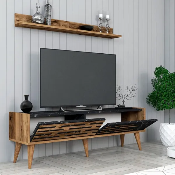 Комплекты ТВ-зона Trendy Valensiya 140 35 см x 45 см x 140 см / Marmura Black photo 3
