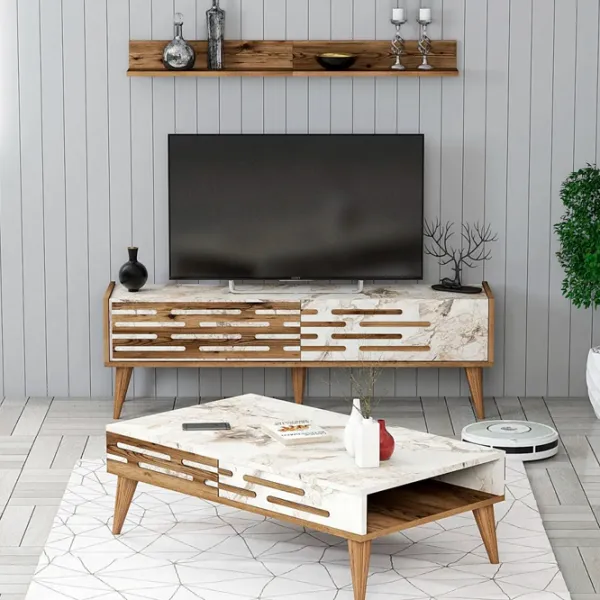 Комплекты ТВ-зона Trendy Valensiya 140 35 см x 45 см x 140 см / Marmura White photo 2