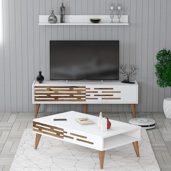 Seturi zona TV Trendy Valensiya 140 35 cm x 45 cm x 140 cm / White photo 2
