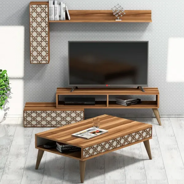 Комплекты ТВ-зона Trendy Calcedonie 37 см x 38 см x 150 см / Коричневый photo 2