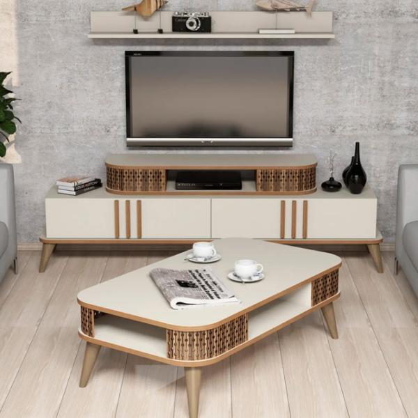 Комплекты ТВ-зона Trendy Eylul 51.6 см x 39 см x 168 см / Кремовый photo 2
