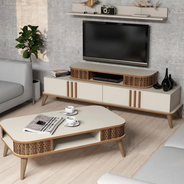 Комплекты ТВ-зона Trendy Eylul 51.6 см x 39 см x 168 см / Кремовый photo 3