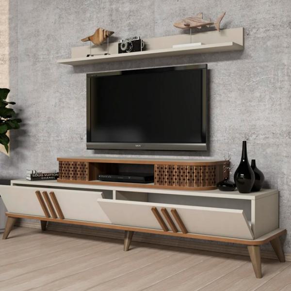 Комплекты ТВ-зона Trendy Eylul 51.6 см x 39 см x 168 см / Кремовый photo 4