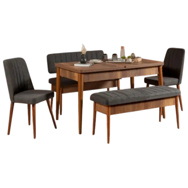 Set masă și scaune Trendy Vina Dreptunghiulară / PAL / Brown photo 1