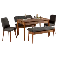 Set masă și scaune Trendy Vina Dreptunghiulară / PAL / Brown