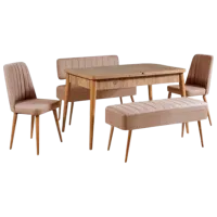 Set masă și scaune Trendy Vina 0900 Dreptunghiulară / PAL / Pine