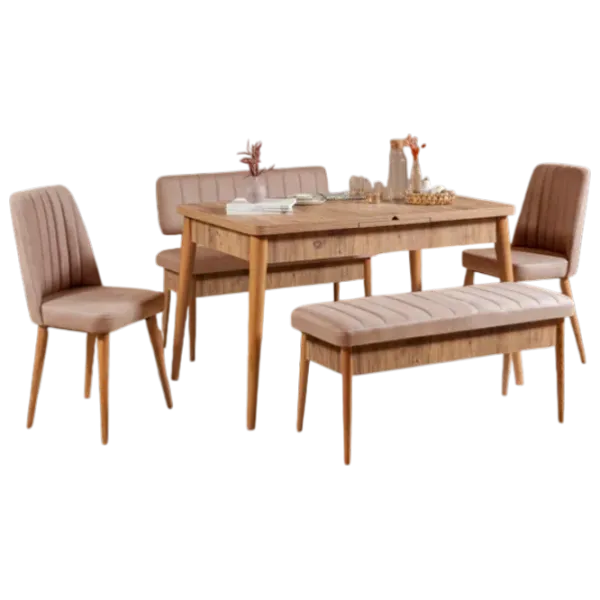 Set masă și scaune Trendy Vina Dreptunghiulară / PAL / Pine photo 1