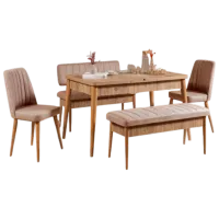 Set masă și scaune Trendy Vina Dreptunghiulară / PAL / Pine