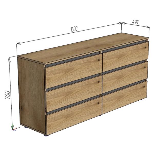Comodă ML-Mobila Idea 76 x 160 x 42 / PAL / Evoke Oak photo 2