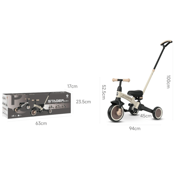 Triciclu Qplay Stager 3in1 25 kg / Platinum photo 6