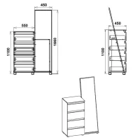 Комод ML-Mobila Set 166 x 100 x 45см / ДСП / Нимфея Альба photo 2