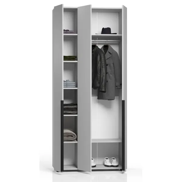 Dulap pentru haine ML-Mobila Lira 3 104 x 50 x 240 / PAL / Light Gray photo 2