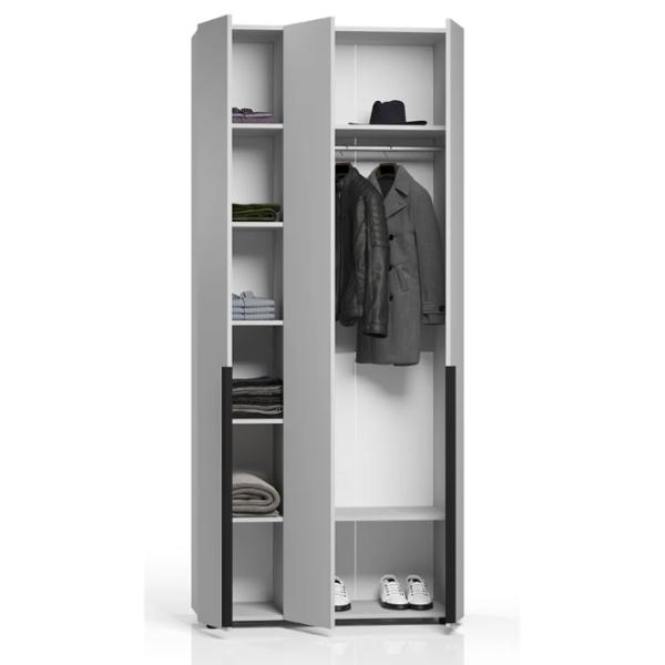 Dulap pentru haine ML-Mobila Lira 3 104 x 50 x 240 / PAL / Light Gray photo 2