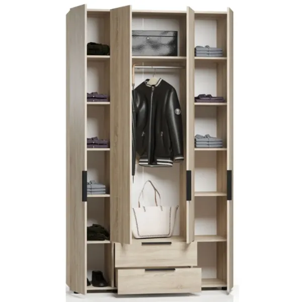 Dulap pentru haine ML-Mobila Lira 4/2 138 x 50 x 240 / PAL / Light Gray photo 2