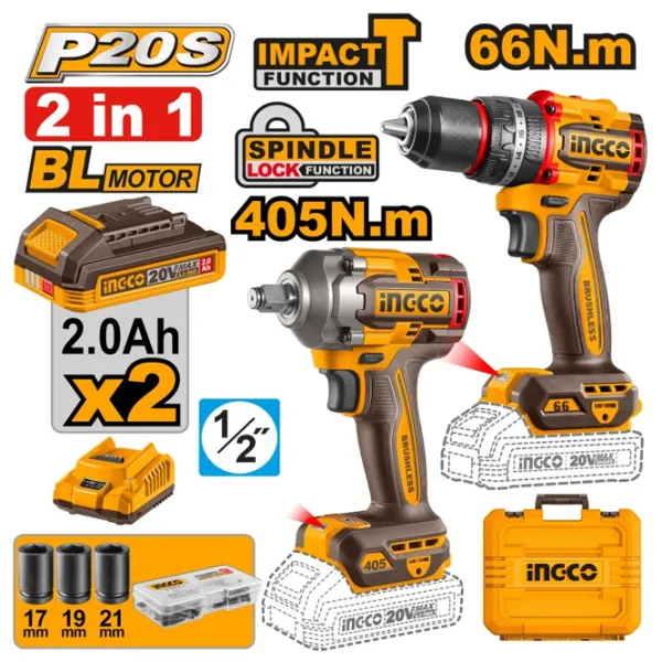 Набoр инструментов INGCO CKLI20286 20 В / 2 photo 1