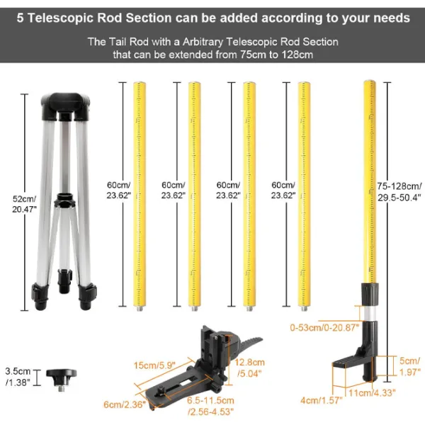 Ștativ nivelă laser Huepar LP36 Aluminiu / Yellow photo 4