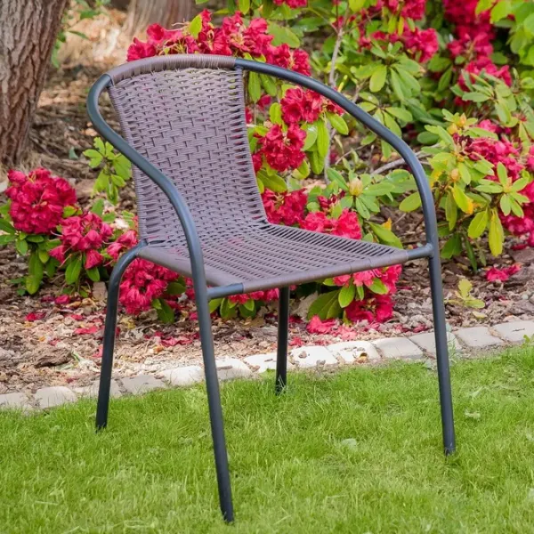 Scaun de grădină GardenLine NEO2255 Oțel / Ratan artificial / Brown Black photo 3