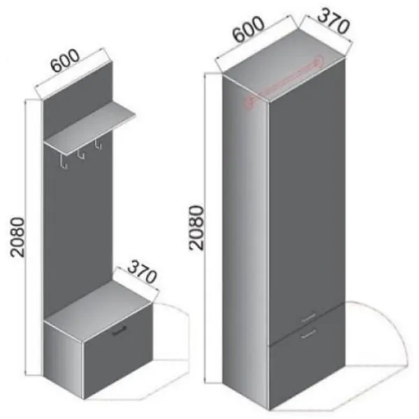 Dulap pentru antreu Arta Mobilei AM43 LPAL / Gray photo 4