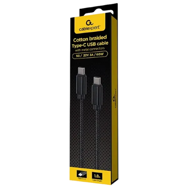 Cablu Cablexpert USB Type-C + USB Type-C 1.8 m / Black photo 2