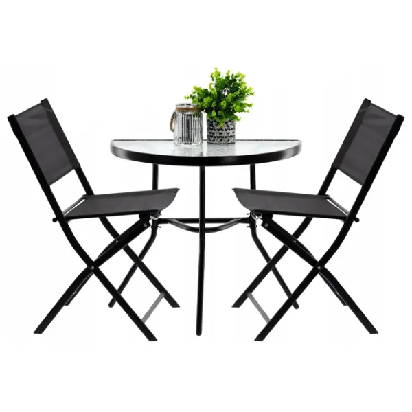 Set mobilă terasă GardenLine SAD7132 Aluminiu / Sticlă / Aluminiu / Black photo 2