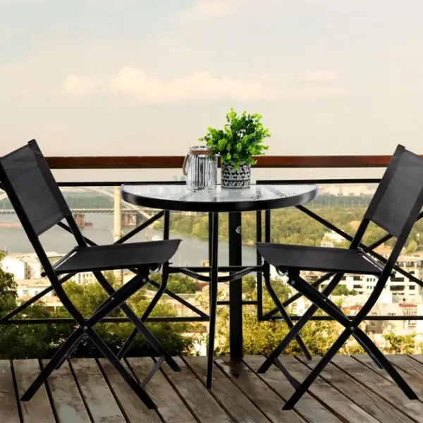 Set mobilă terasă GardenLine SAD7132 Aluminiu / Sticlă / Aluminiu / Black photo 4