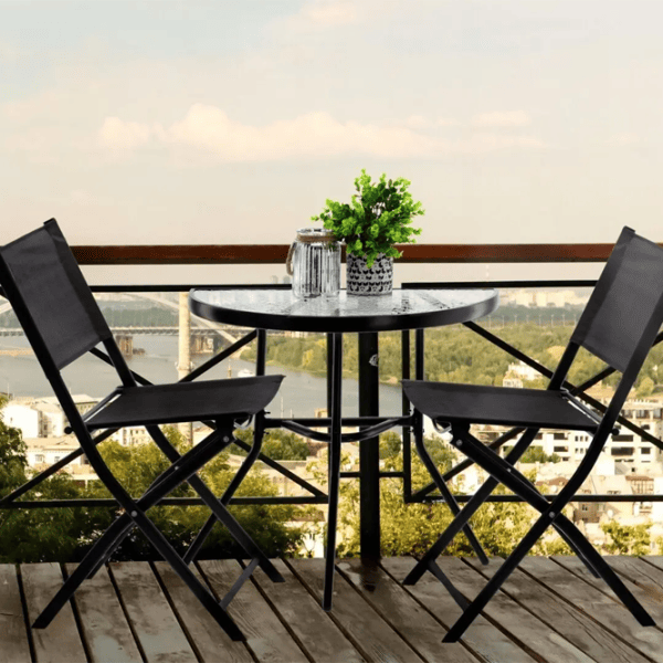 Set mobilă terasă GardenLine SAD7132 Aluminiu / Sticlă / Aluminiu / Black photo 4