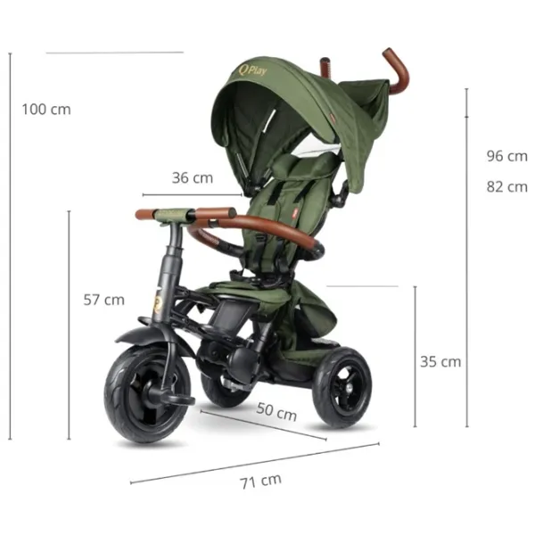 Triciclu Qplay Rito Deluxe  / Olive Green photo 8