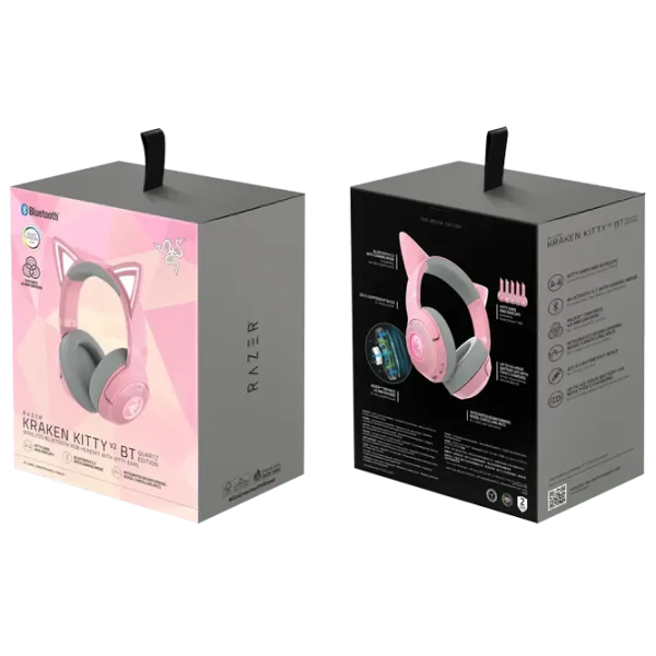 Наушники Razer Kraken Kitty Edition V2 Quartz Черный Розовый Беспроводные/ Игровой photo 6