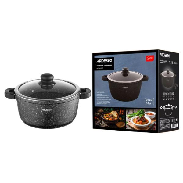 Кастрюля Ardesto Pot with lid 3.1л Алюминий / Черный photo 11