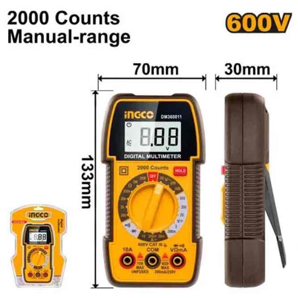 Multimetru INGCO DM360011 Digital / 200 MOm photo 3