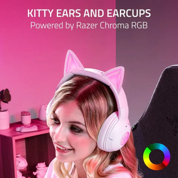 Наушники Razer Kraken Kitty Edition V2 Quartz Pink Белый Беспроводные/ Игровой photo 5