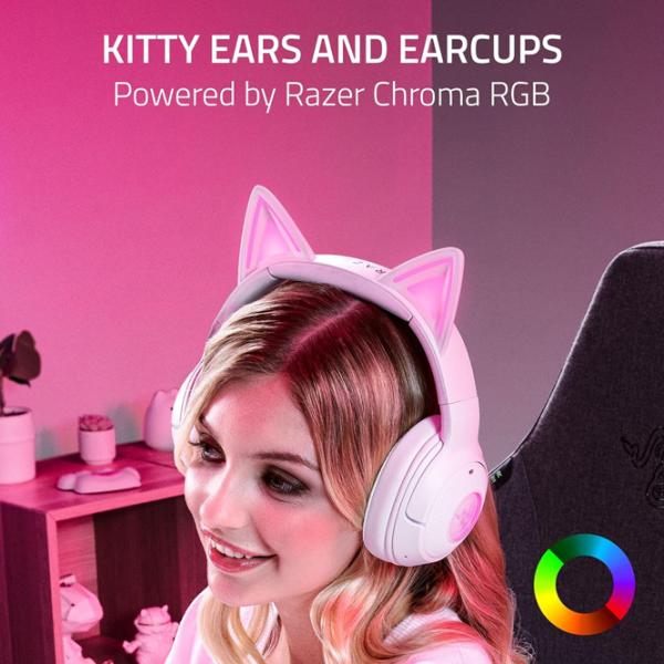 Наушники Razer Kraken Kitty Edition V2 Quartz Pink Белый Беспроводные/ Игровой photo 5