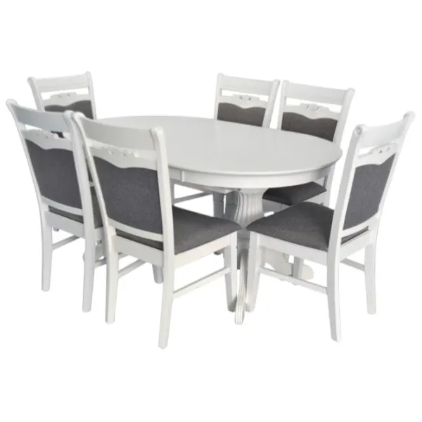 Set masă și scaune Evelin HV-33V/NV-10WP Ovală / Lemn / White photo 1