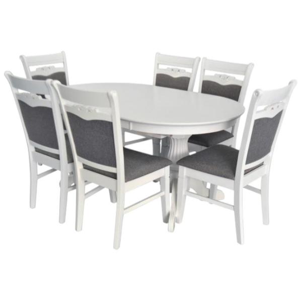 Set masă și scaune Evelin HV-33V/NV-10WP Ovală / Lemn / White photo 1