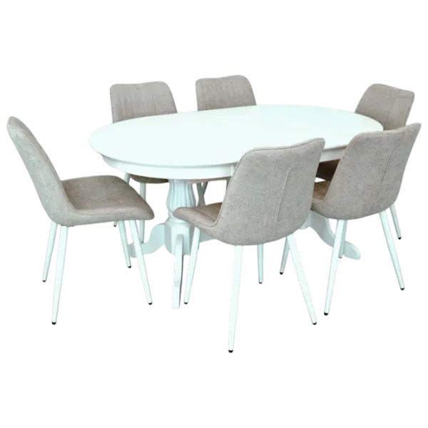 Set masă și scaune Evelin HV-33V + 6YTC-055 Ovală / MDF / White photo 1