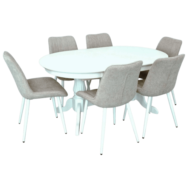 Set masă și scaune Evelin HV-33V + 6YTC-055 Ovală / MDF / White photo 1