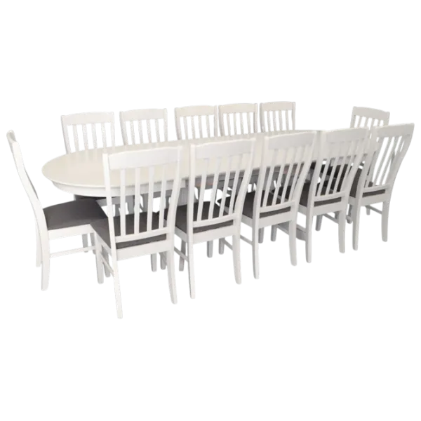 Set masă și scaune Evelin HV-33V + 12 Wenyi Ovală / MDF / White photo 1