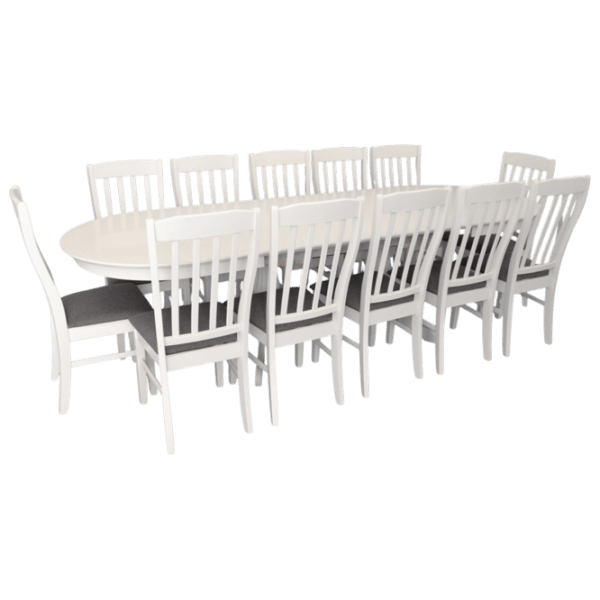 Set masă și scaune Evelin HV-33V + 12 Wenyi Ovală / MDF / White photo 1